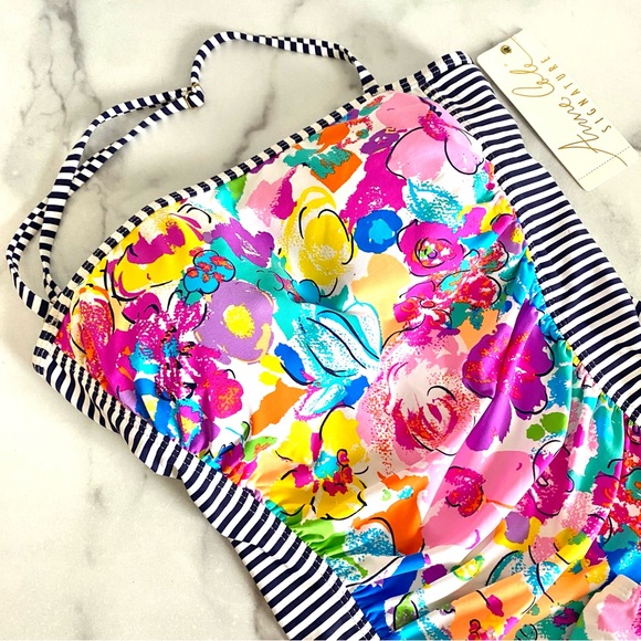 Anne Cole One Peice Floral Shirred Halter Swimsuit - Picture 5 of 12